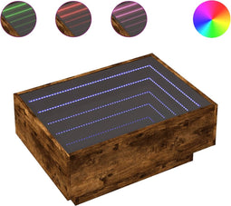 vidaXL - Salontafel - met - LED - 70x50x30 - cm - bewerkt - hout - gerookt - eikenkleur