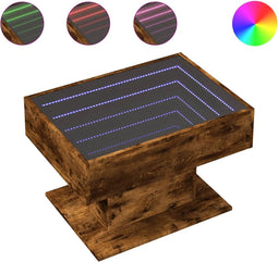vidaXL - Salontafel - met - LED - 70x50x45 - cm - bewerkt - hout - gerookt - eikenkleur