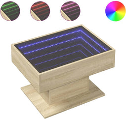 vidaXL - Salontafel - met - LED - 70x50x45 - cm - bewerkt - hout - sonoma - eikenkleurig