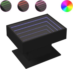 vidaXL - Salontafel - met - LED - 70x50x45 - cm - bewerkt - hout - zwart
