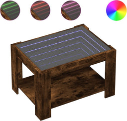 vidaXL - Salontafel - met - LED - 73x53x45 - cm - bewerkt - hout - gerookt - eikenkleur