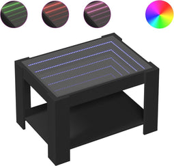 vidaXL - Salontafel - met - LED - 73x53x45 - cm - bewerkt - hout - zwart