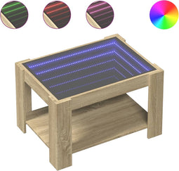 vidaXL - Salontafel - met - LED - 73x53x45 - cm - bewerkt - hout - sonoma - eikenkleurig