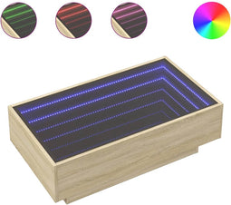 vidaXL - Salontafel - met - LED - 90x50x30 - cm - bewerkt - hout - sonoma - eikenkleurig