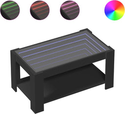 vidaXL - Salontafel - met - LED - 93x53x45 - cm - bewerkt - hout - zwart