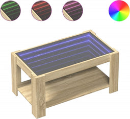 vidaXL - Salontafel - met - LED - 93x53x45 - cm - bewerkt - hout - sonoma - eikenkleurig