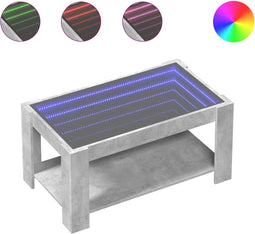 vidaXL - Salontafel - met - LED - 93x53x45 - cm - bewerkt - hout - betongrijs