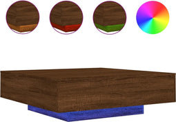 vidaXL - Salontafel - met - LED-verlichting - 100x100x31 - cm - bruin - eikenkleur