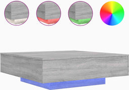 vidaXL - Salontafel - met - LED-verlichting - 100x100x31 - cm - grijs - sonoma - eiken