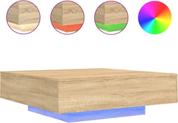 vidaXL - Salontafel - met - LED-verlichting - 100x100x31 - cm - sonoma - eikenkleur