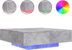 vidaXL - Salontafel - met - LED-verlichting - 100x100x31 - cm - betongrijs