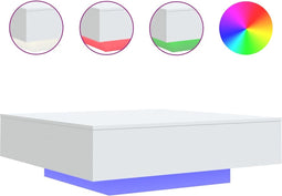 vidaXL - Salontafel - met - LED-verlichting - 100x100x31 - cm - wit