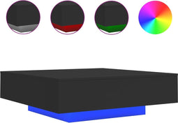 vidaXL - Salontafel - met - LED-verlichting - 100x100x31 - cm - zwart
