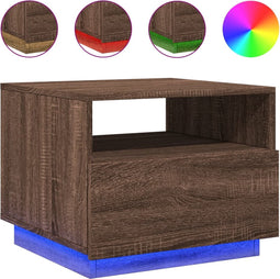 vidaXL - Salontafel - met - LED-verlichting - 50x49x40 - cm - bruin - eikenkleur