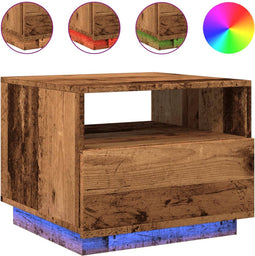 vidaXL - Salontafel - met - LED-verlichting - 50x49x40 - cm - oud - houtkleurig