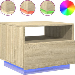 vidaXL - Salontafel - met - LED-verlichting - 50x49x40 - cm - sonoma - eikenkleurig