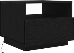 vidaXL - Salontafel - met - LED-verlichting - 50x49x40 - cm - zwart - eiken