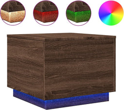 vidaXL - Salontafel - met - LED-verlichting - 50x50x40 - cm - bruin - eikenkleur