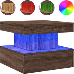 vidaXL - Salontafel - met - LED-verlichting - 50x50x40 - cm - bruin - eikenkleur