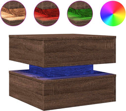 vidaXL - Salontafel - met - LED-verlichting - 50x50x40 - cm - bruin - eikenkleur