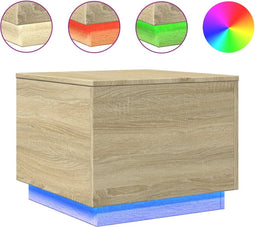 vidaXL - Salontafel - met - LED-verlichting - 50x50x40 - cm - sonoma - eiken