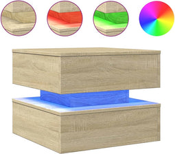 vidaXL - Salontafel - met - LED-verlichting - 50x50x40 - cm - sonoma - eiken