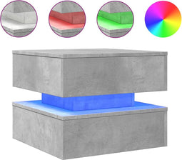vidaXL - Salontafel - met - LED-verlichting - 50x50x40 - cm - betongrijs
