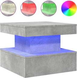 vidaXL - Salontafel - met - LED-verlichting - 50x50x40 - cm - betongrijs