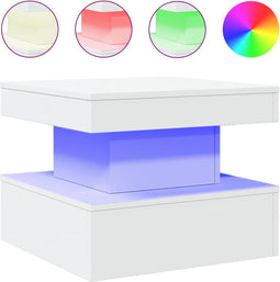 vidaXL - Salontafel - met - LED-verlichting - 50x50x40 - cm - wit