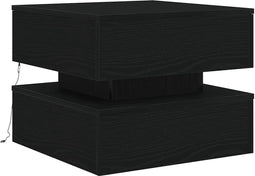 vidaXL - Salontafel - met - LED-verlichting - 50x50x40 - cm - zwart - eikenkleurig