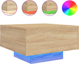 vidaXL - Salontafel - met - LED-verlichting - 55x55x31 - cm - sonoma - eikenkleurig