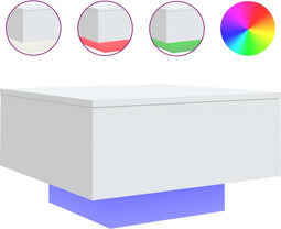 vidaXL - Salontafel - met - LED-verlichting - 55x55x31 - cm - wit