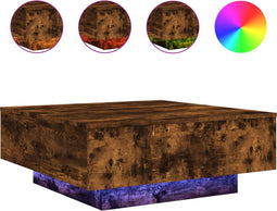 vidaXL - Salontafel - met - LED-verlichting - 80x80x31 - cm - gerookt - eikenkleurig