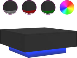 vidaXL - Salontafel - met - LED-verlichting - 80x80x31 - cm - zwarty