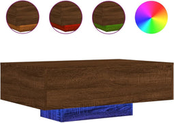 vidaXL - Salontafel - met - LED-verlichting - 85x55x31 - cm - bruin - eikenkleur