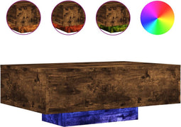vidaXL - Salontafel - met - LED-verlichting - 85x55x31 - cm - gerookt - eikenkleurig