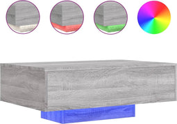 vidaXL - Salontafel - met - LED-verlichting - 85x55x31 - cm - grijs - sonoma - eiken