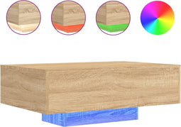 vidaXL - Salontafel - met - LED-verlichting - 85x55x31 - cm - sonoma - eikenkleurig