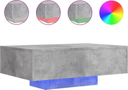 vidaXL - Salontafel - met - LED-verlichting - 85x55x31 - cm - betongrijs