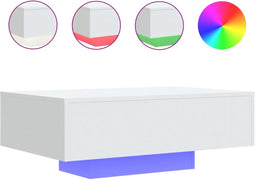 vidaXL - Salontafel - met - LED-verlichting - 85x55x31 - cm - wit