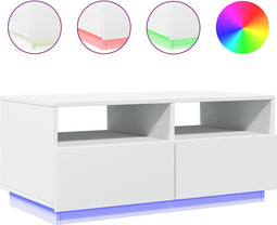 vidaXL - Salontafel - met - LED-verlichting - 90x49x40 - cm - wit