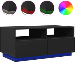 vidaXL - Salontafel - met - LED-verlichting - 90x49x40 - cm - zwart