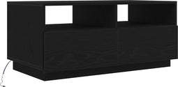 vidaXL - Salontafel - met - LED-verlichting - 90x49x40 - cm - zwart - eiken