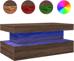 vidaXL - Salontafel - met - LED-verlichting - 90x50x40 - cm - bruin - eikenkleur
