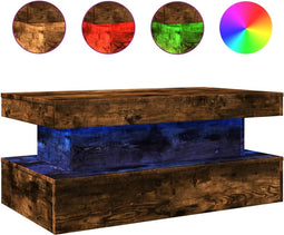 vidaXL - Salontafel - met - LED-verlichting - 90x50x40 - cm - gerookt - eikenkleurig