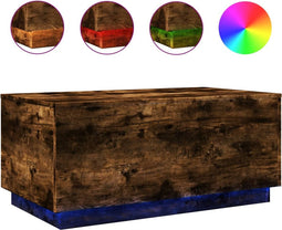 vidaXL - Salontafel - met - LED-verlichting - 90x50x40 - cm - gerookt - eikenkleurig