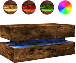 vidaXL - Salontafel - met - LED-verlichting - 90x50x40 - cm - gerookt - eikenkleurig