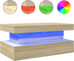 vidaXL - Salontafel - met - LED-verlichting - 90x50x40 - cm - sonoma - eikenkleurig