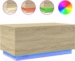 vidaXL - Salontafel - met - LED-verlichting - 90x50x40 - cm - sonoma - eikenkleurig
