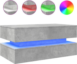 vidaXL - Salontafel - met - LED-verlichting - 90x50x40 - cm - betongrijs